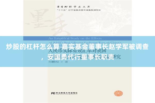 炒股的杠杆怎么算 嘉实基金董事长赵学军被调查，安国勇代行董事长职责